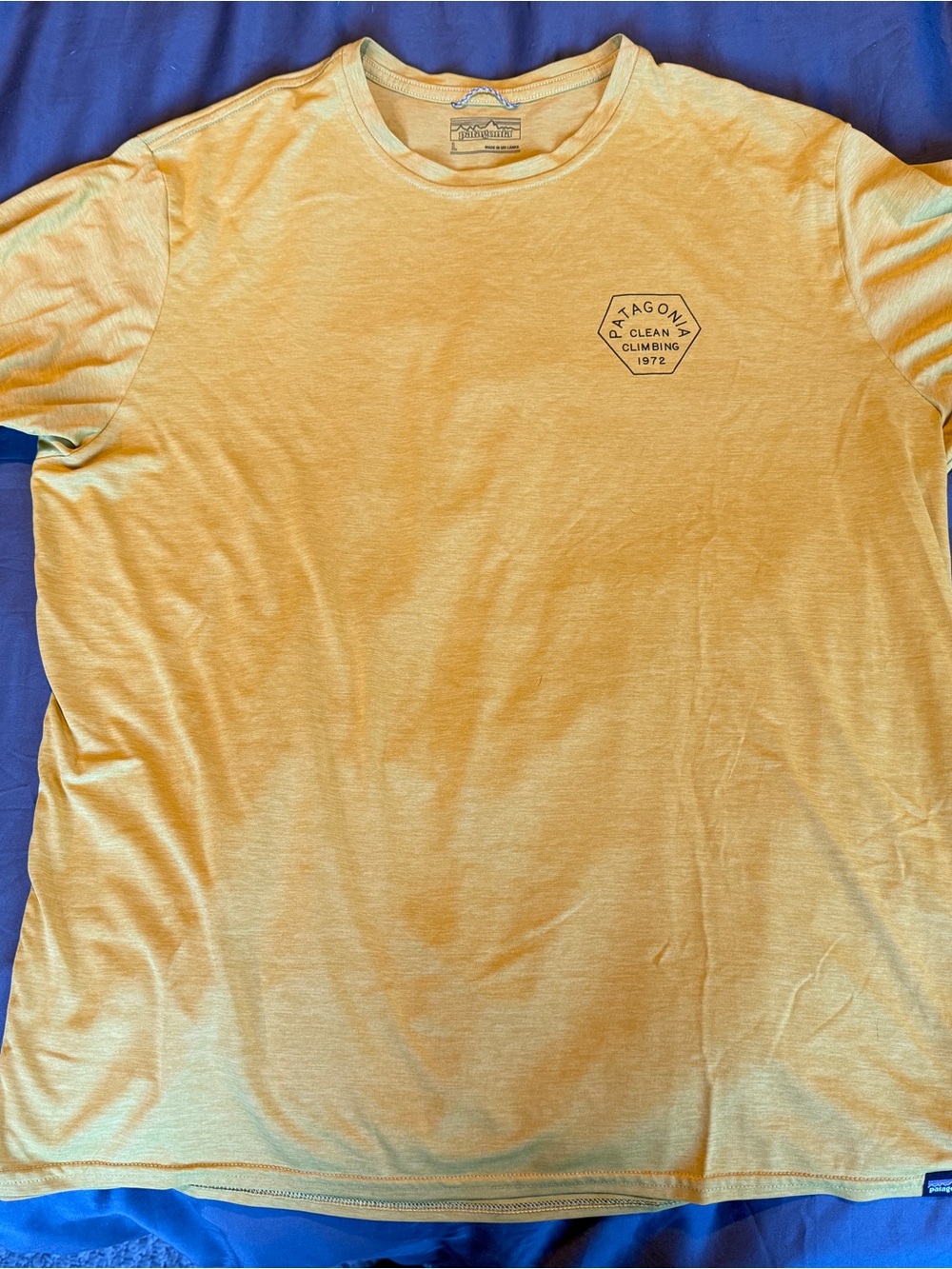 Patagonia Men’s Light Yellow Short Sleeve Logo Tee